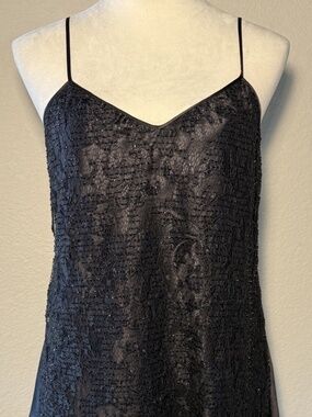 Lafayette 148 New York Womens Medium Black Beaded Lace Silk Cami NWT
